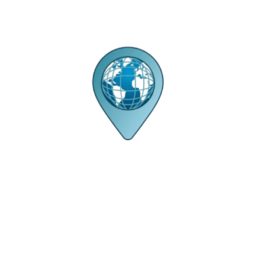 Blue location pin with a globe design, symbolizing global connectivity and navigation.