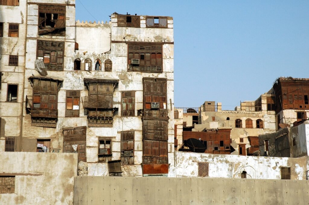 Historic coral-and-wood houses in Al-Balad Jeddah